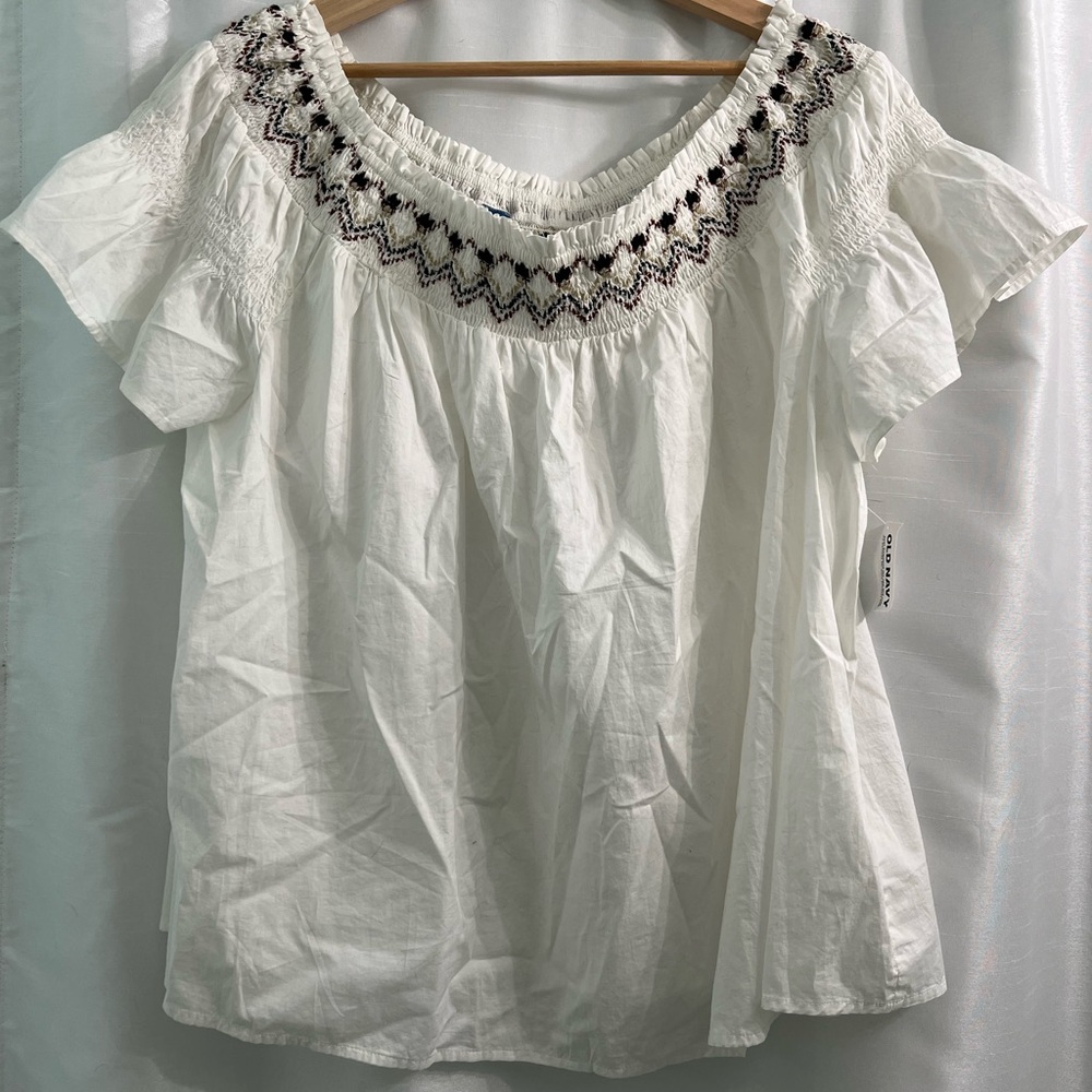 White Embroidered Women's Top